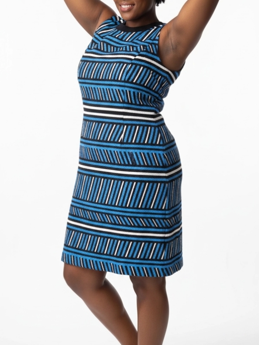 Tommy Hilfiger Blue & Black Striped Knit Sheath Dress